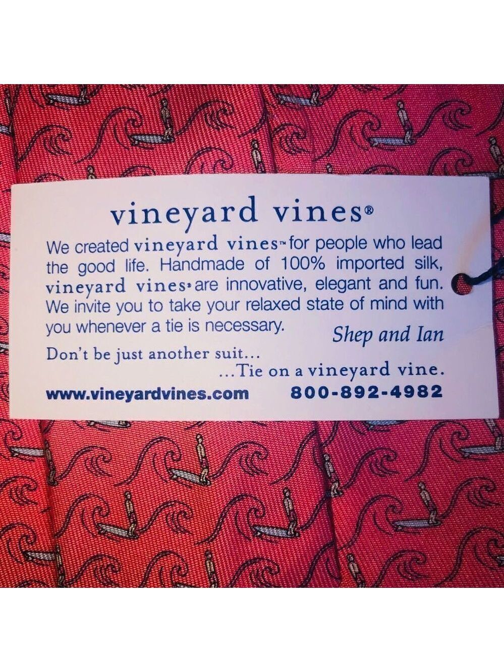 NWT Men's Vineyard Vines 100% Silk Tie Surfer Waves 🌊 - Picture 3 of 4